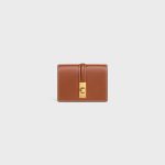 CARD HOLDER WITH FLAP 16 IN SATINATED CALFSKIN TAN